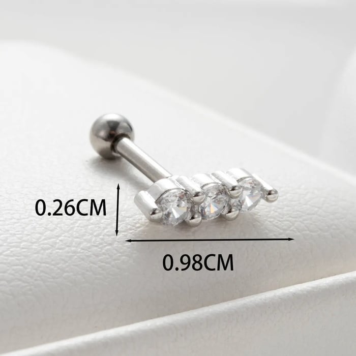 1 Piece Simple Series Daily Geometric Copper Silver Color Zircon Women's Stud Earrings 